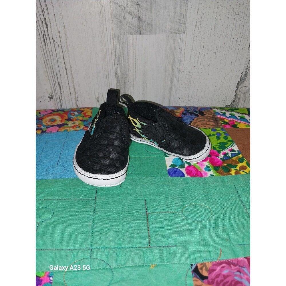 Vans Infant Slip On Black Checkerboard Shoes Size 2 Baby